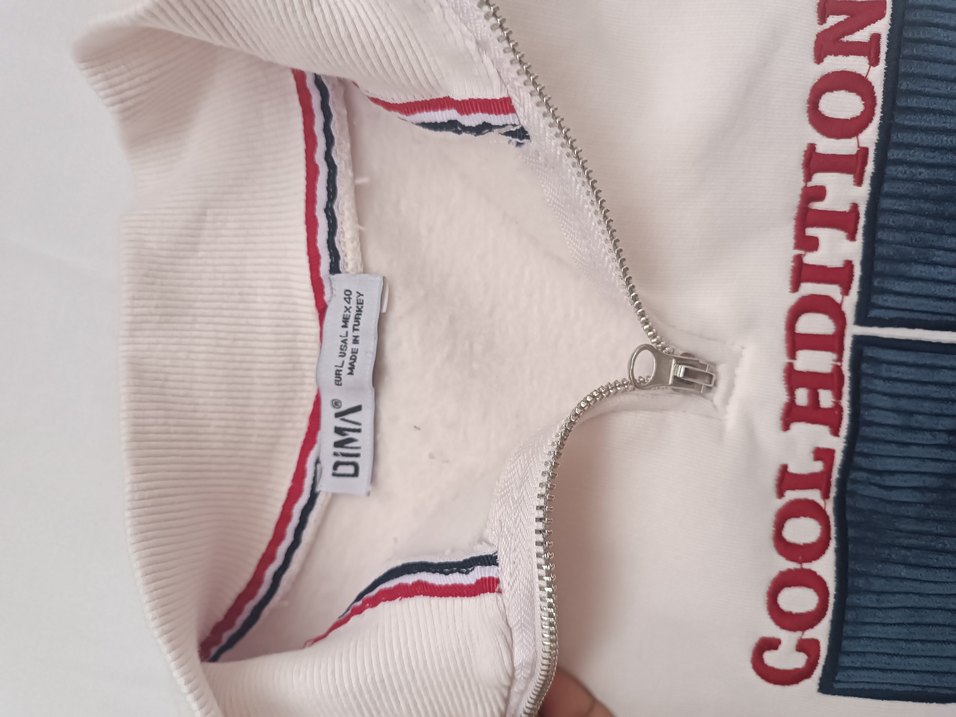 Gri Baskılı Fermuarlı Kadın Sweatshirt - Görsel 3