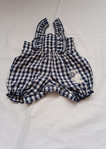 Kız Çocuk Mavi Kareli Fırfırlı Tulum - Görsel 2