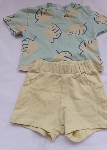 Pastel Sarı Bebek Erkek Kısa Kollu Takım - Görsel 2