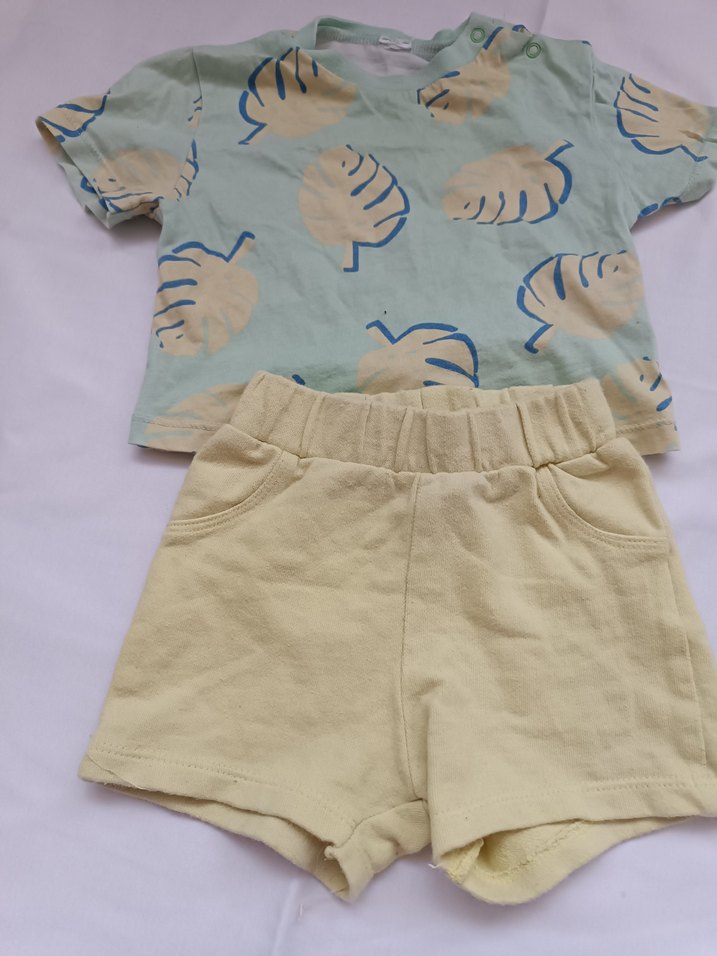 Pastel Sarı Bebek Erkek Kısa Kollu Takım - Görsel 2