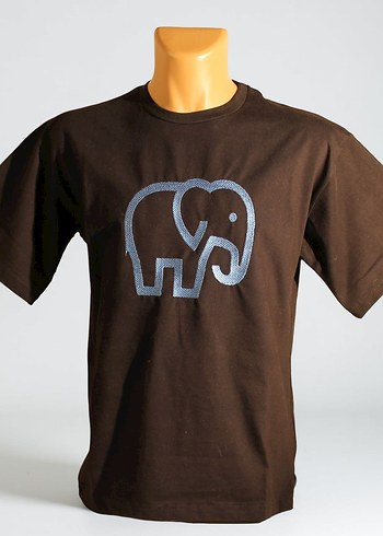 Fil Desenli Nakış İşleme Tişört %100 Pamuk Siyah Sıfır Yaka - Görsel 3