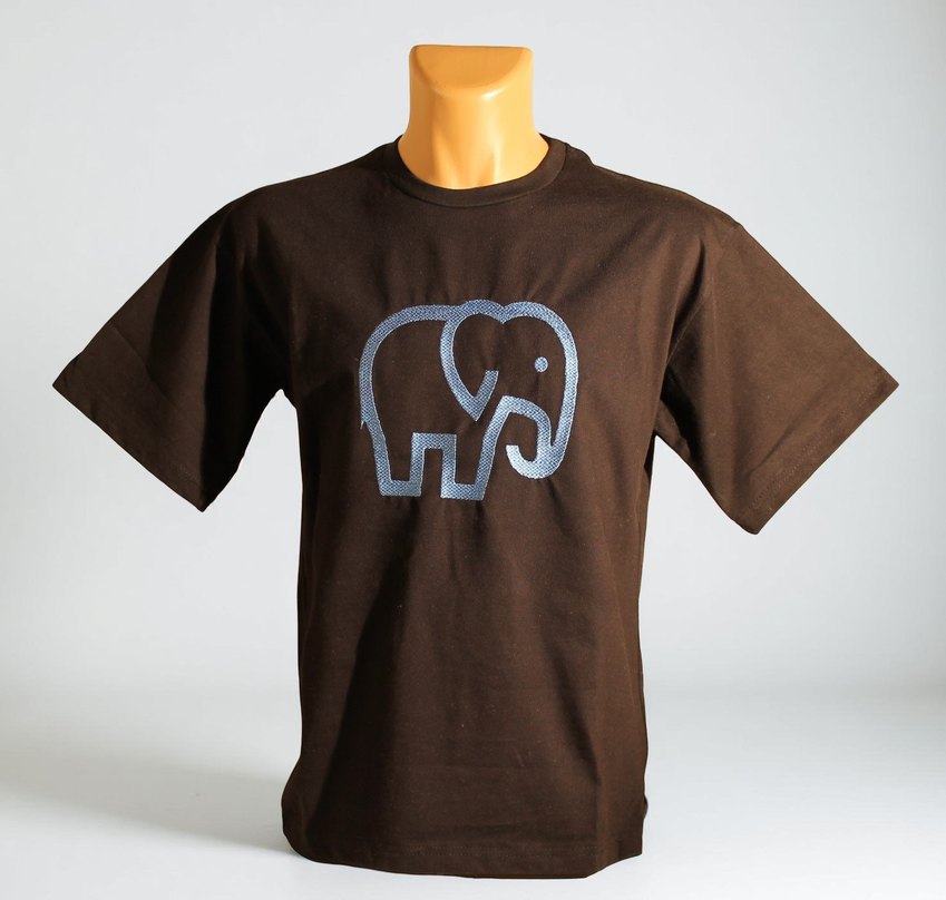 Fil Desenli Nakış İşleme Tişört %100 Pamuk Siyah Sıfır Yaka - Görsel 3