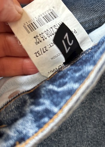 Gri Mavi Kadın Salaş Midi Kot Pantolon - Görsel 3