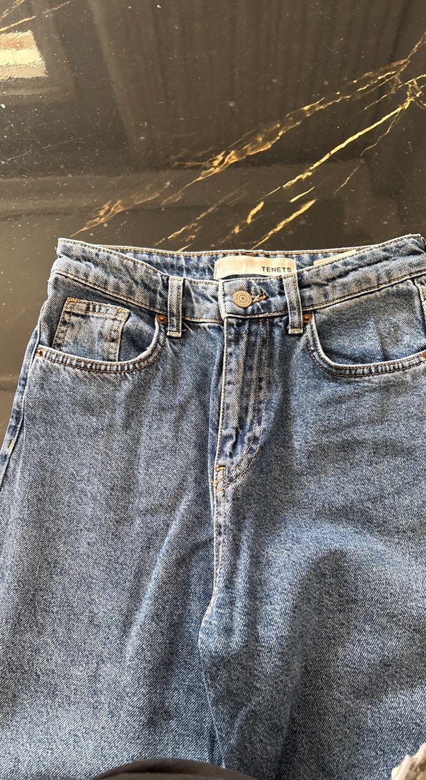 Gri Mavi Kadın Salaş Midi Kot Pantolon - Görsel 2