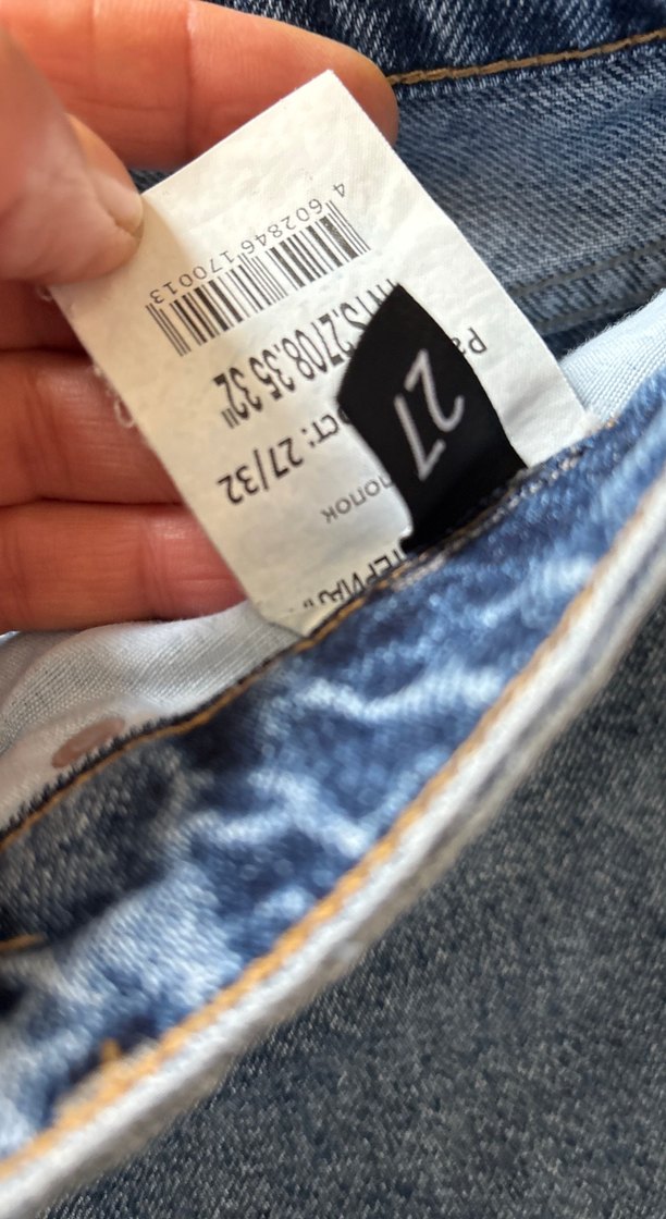 Gri Mavi Kadın Salaş Midi Kot Pantolon - Görsel 3