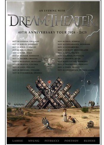 Dream Theater 40. Yıl Turnesi 2024-2025 Poster ARKASI İMZALI