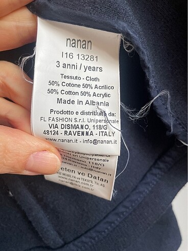 24-36 Ay Beden lacivert Renk Orj. Nanan pamuklu ceket