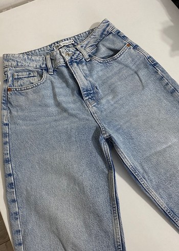 Kadın Mavi Denim Bol Kesim Midi Jean
