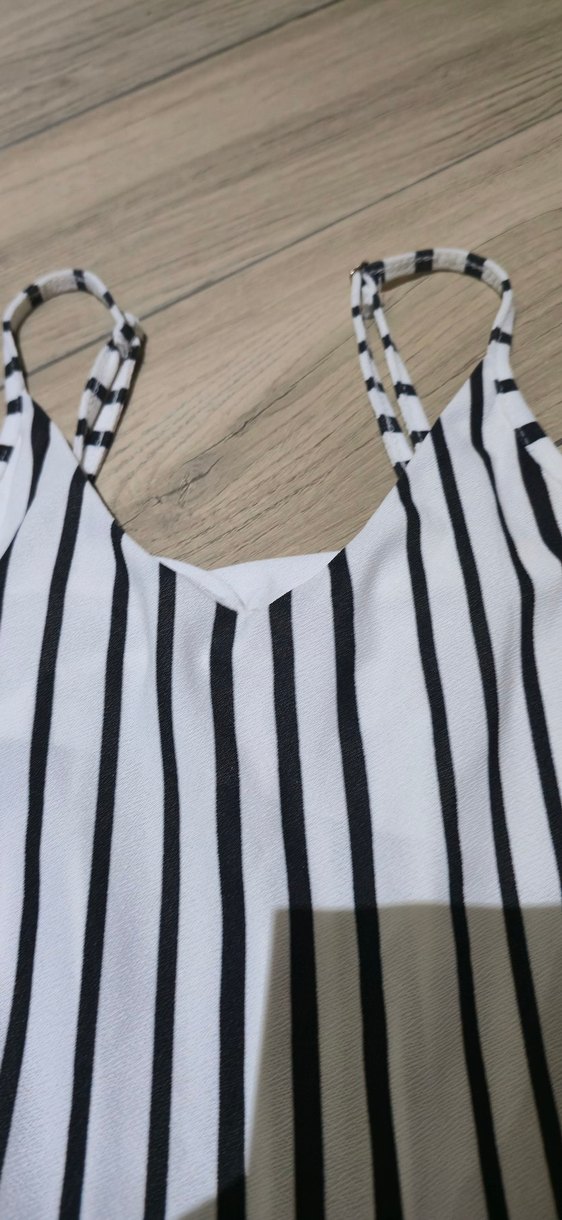 Çizgili Askılı Kemerli Kadın Tulum - Görsel 2