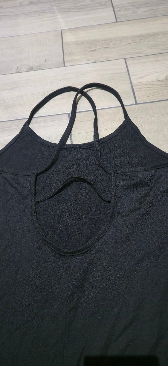 Siyah V Yaka Kolsuz Kadın Tulum - Görsel 3