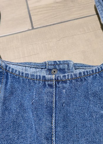 Düğmeli Mavi Denim Kadın Bustiyer - Görsel 3