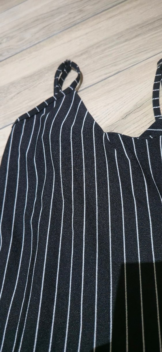 Çizgili V Yaka Kadın Mini Tulum - Görsel 2