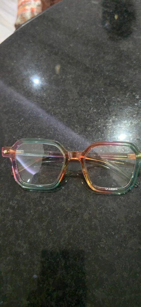 Şeffaf Çok Renkli Retro Kadın Gözlüğü - Görsel 3