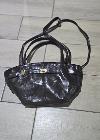 Tokalı kahverengi Deri Kadın Çanta - Görsel 3