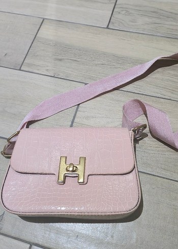 Pembe Kadın Deri Yılan Desenli Çanta - Görsel 2