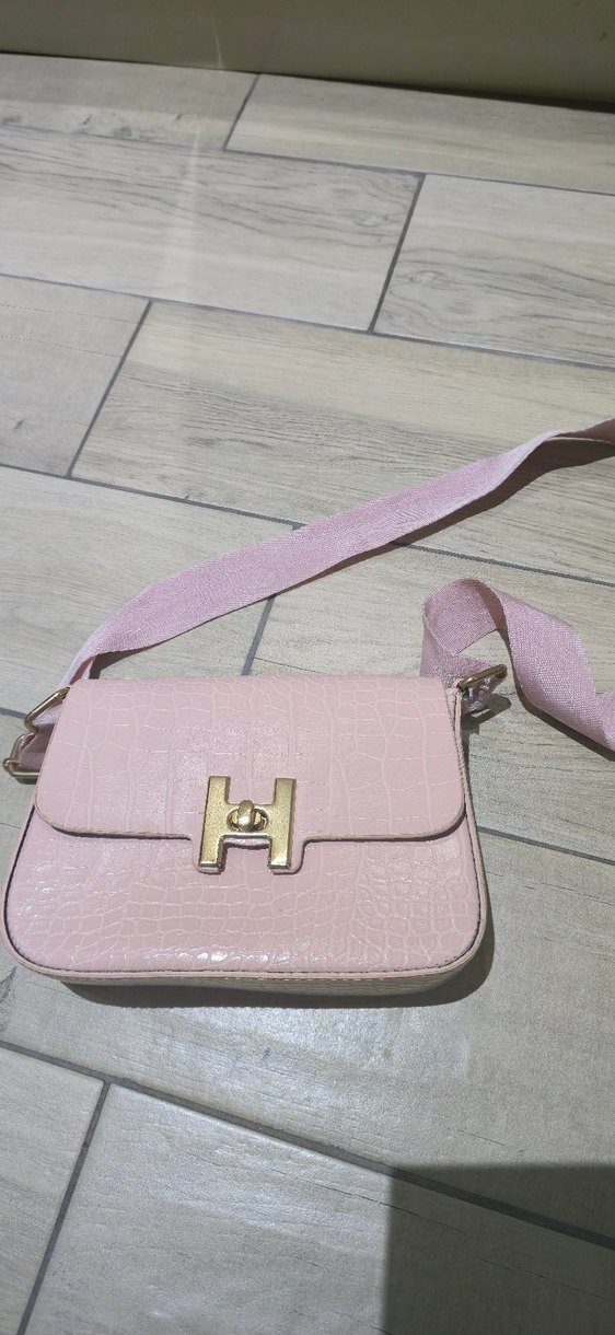 Pembe Kadın Deri Yılan Desenli Çanta - Görsel 2