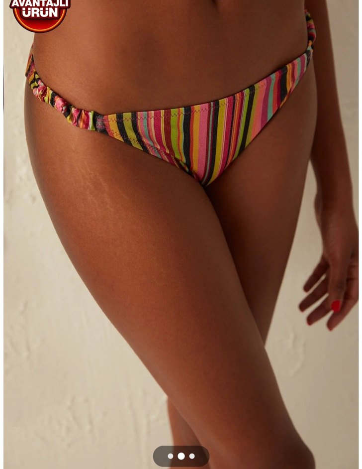 Çok Renkli Bağlama Desenli Mini Bikini - Görsel 3