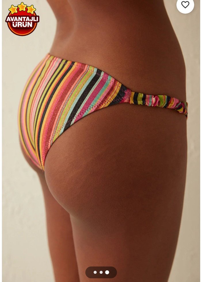 Çok Renkli Bağlama Desenli Mini Bikini - Görsel 2