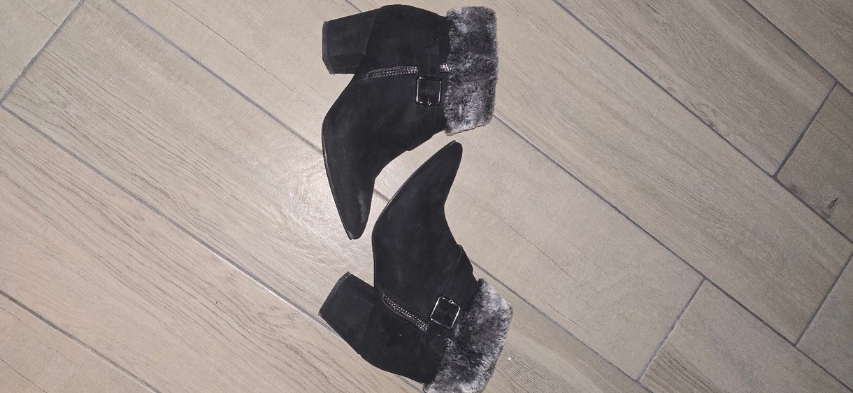 Gri Süet Tüylü Kadın Topuklu Bot - Görsel 3