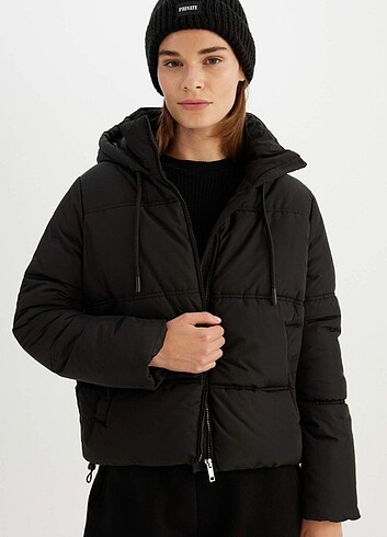 Su İtici Puffer Şişme Mont Oversize Geniş Kesim Kapüşonlu Isı Ya