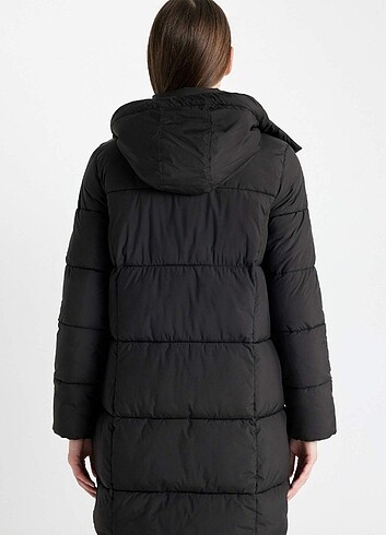 xxl Beden siyah Renk Defacto Puffer Şişme Uzun Mont Parka Su İtici Regular Kalıp Çıka