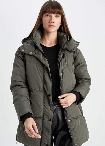 Defacto Su İtici Şişme Mont Parka Oversize Geniş Kalıp Fermuar Çıtçıt Ka