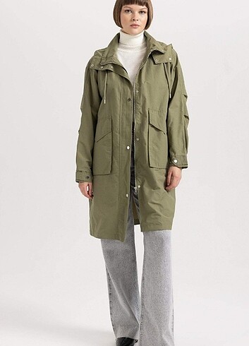 Defacto Su İtici İnce Uzun Mont Parka Oversize Geniş Kesim Kapüş