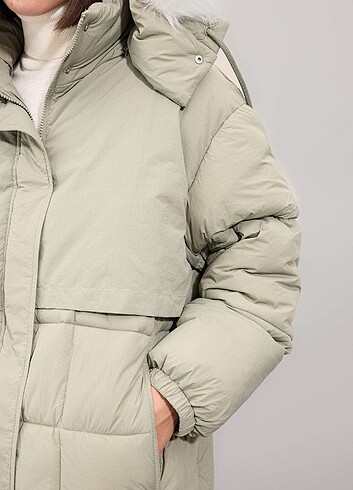 xs Beden yeşil Renk Defacto Regular Fit Kapüşonlu Parka