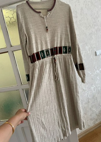 Hobby Life Nakışlı Bohem Örme Kadın Uzun tunik