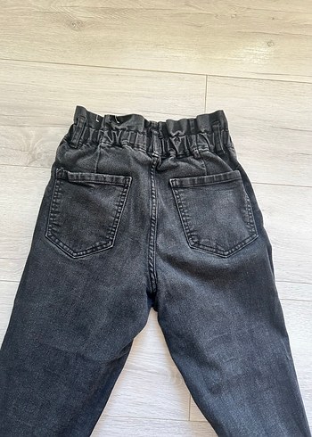xs Beden Düğmeli Siyah Rahat Kesim Kadın Jean