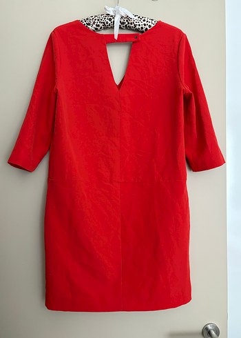 Kırmızı Süet V-Yaka elbise - Görsel 2