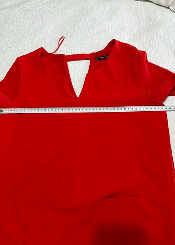 Kırmızı Süet V-Yaka elbise - Görsel 5