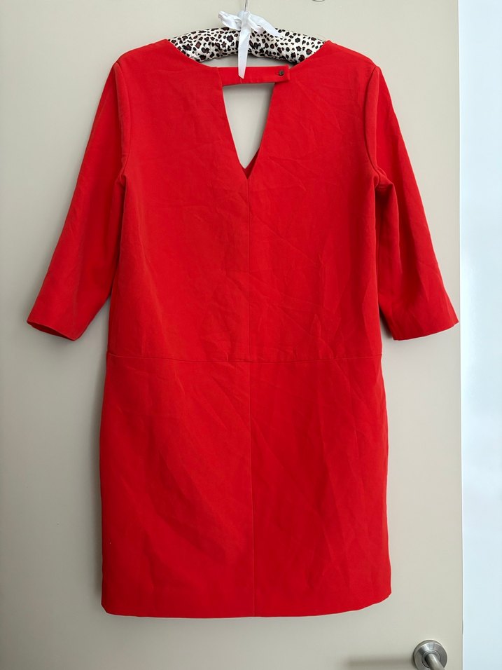 Kırmızı Süet V-Yaka elbise - Görsel 2