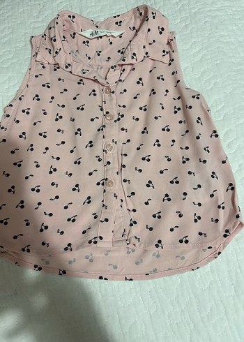 H&m Kız Çocuk Pembe Pamuklu Düğmeli Bluz
