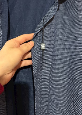 Erkek Lacivert Keten Gömlek Uzun Kollu - Görsel 3