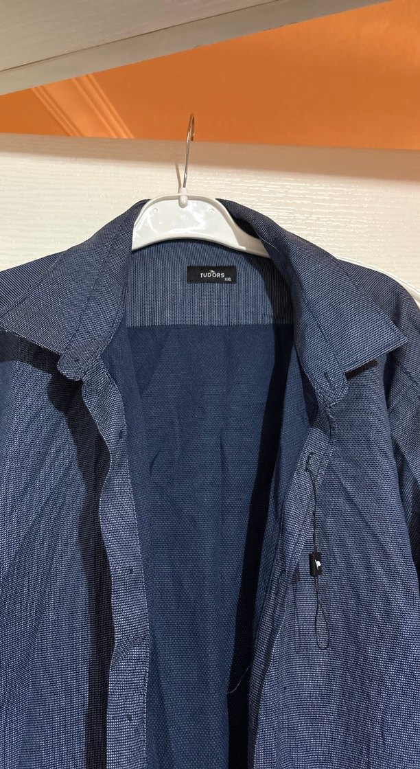 Erkek Lacivert Keten Gömlek Uzun Kollu - Görsel 2