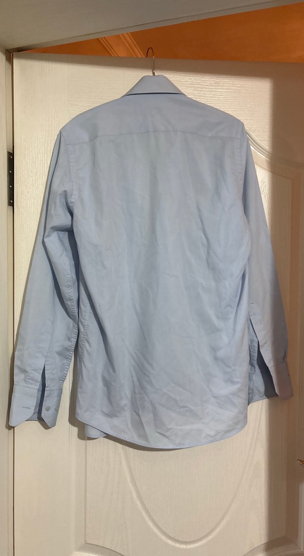 Mavi Klasik Erkek Keten Gömlek - Görsel 4