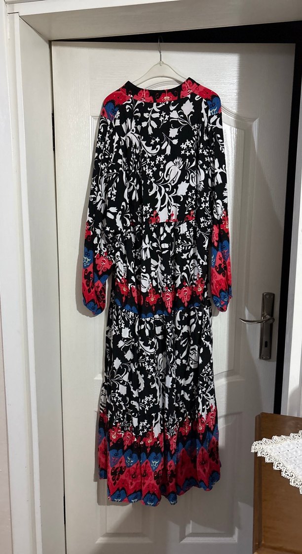 Desenli Bohem Uzun Elbise - Görsel 4