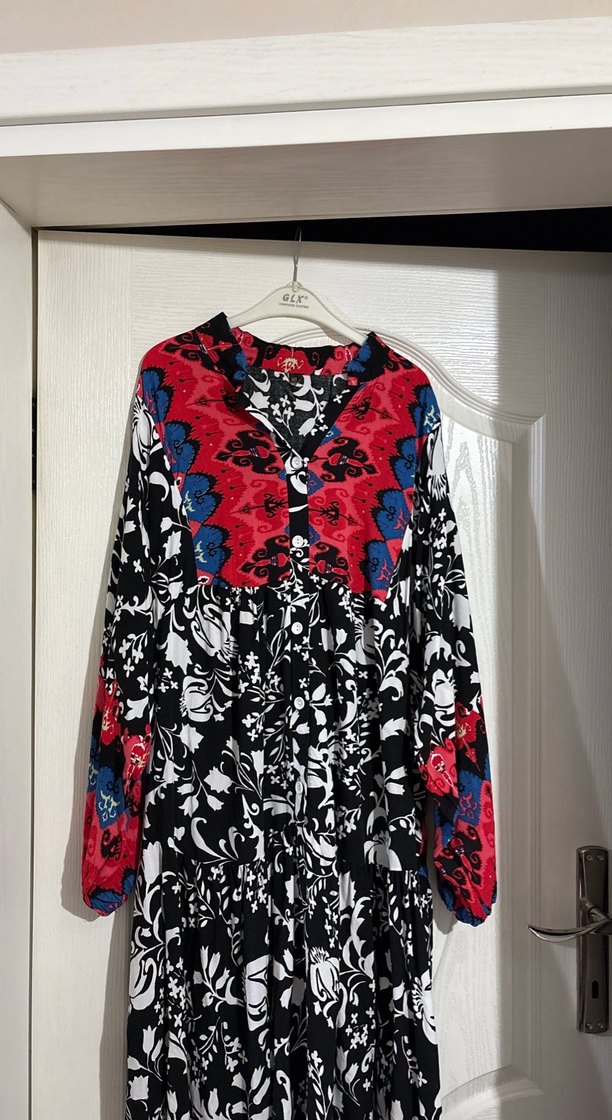 Desenli Bohem Uzun Elbise - Görsel 2