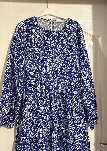 Bohem Desenli Mavi Uzun Elbise - Görsel 2