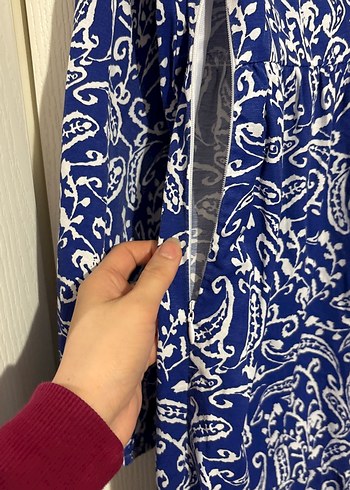 Bohem Desenli Mavi Uzun Elbise - Görsel 5