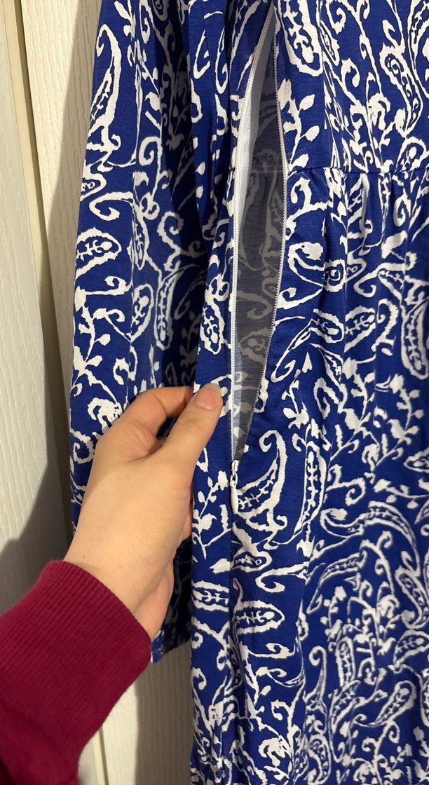 Bohem Desenli Mavi Uzun Elbise - Görsel 5