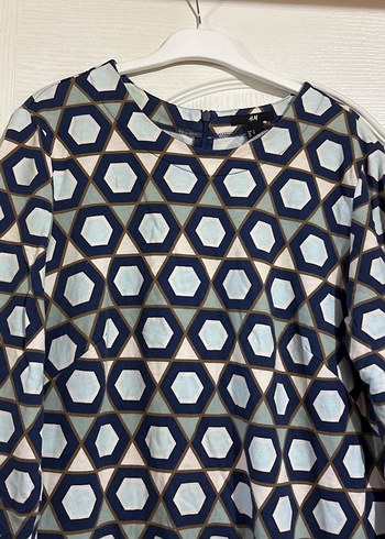 Mavi Desenli Uzun Kollu Midi Tunik - Görsel 2