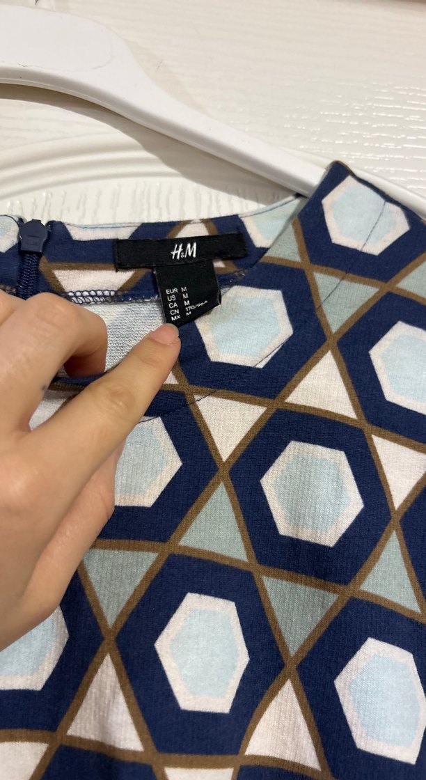 Mavi Desenli Uzun Kollu Midi Tunik - Görsel 3