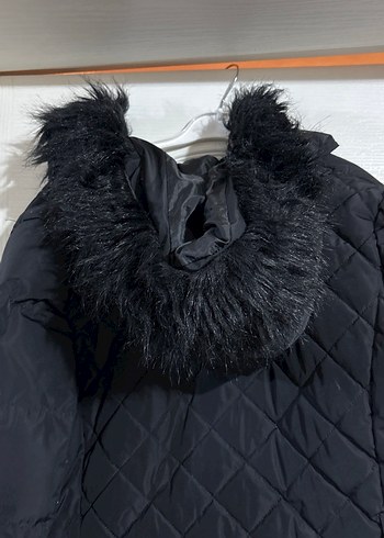 Siyah Kürklü Midi Kadın Mont - Görsel 7