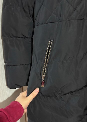 Siyah Kürklü Midi Kadın Mont - Görsel 2