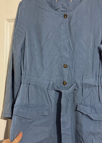 Düğmeli Uzun Keten Elbise - Görsel 3