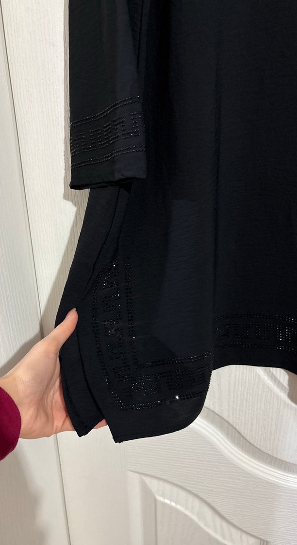 Siyah Kadın Uzun Kollu Salaş Tunik - Görsel 3