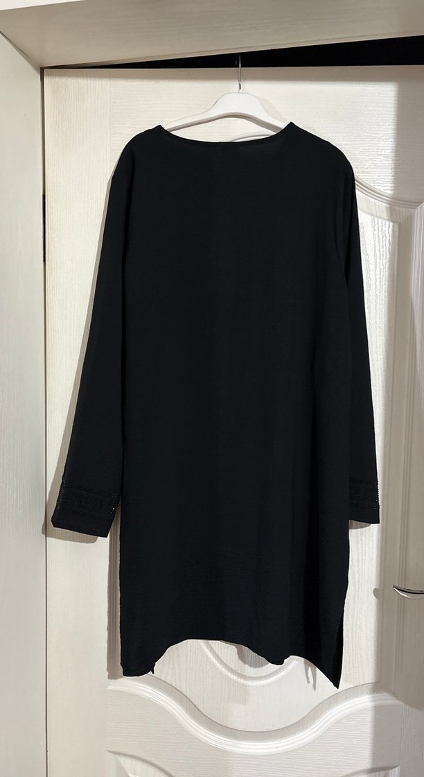 Siyah Kadın Uzun Kollu Salaş Tunik - Görsel 4