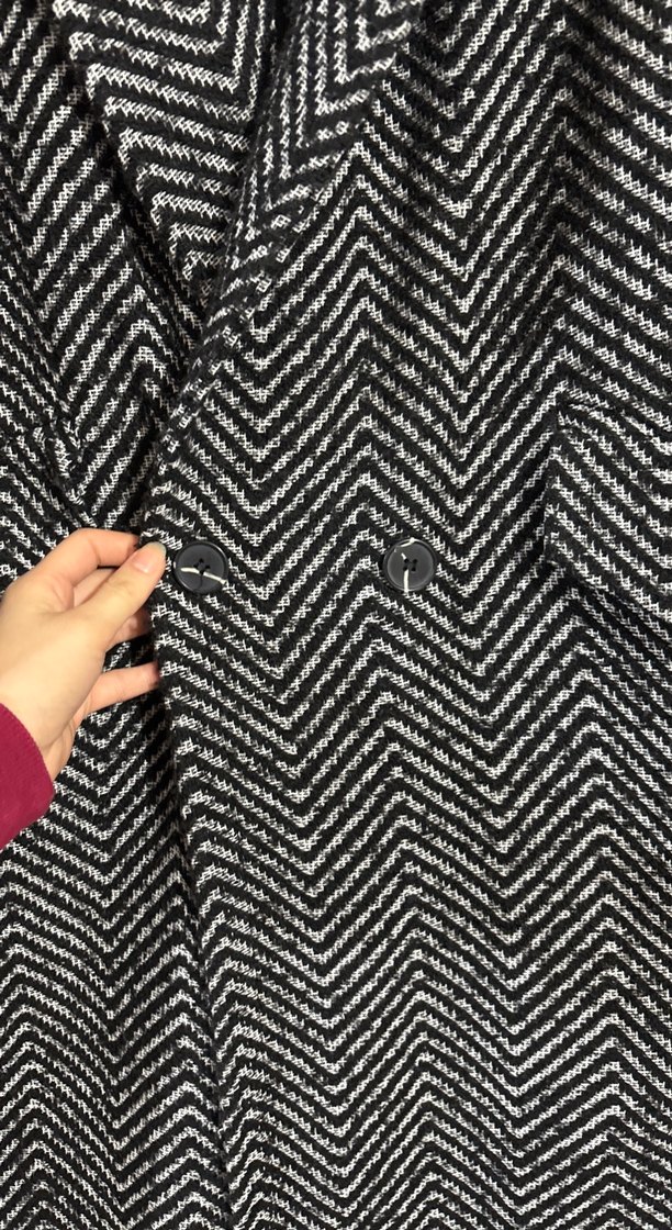 Siyah Beyaz Desenli Uzun Kaban - Görsel 3